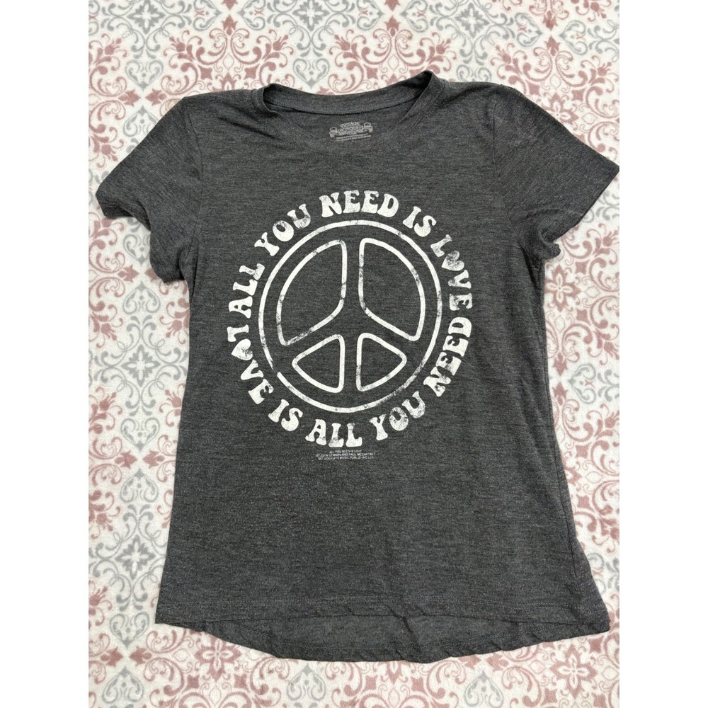 Vintage Concepts The Beatles All You Need Is Love Peace Graphic T-Shirt Gray M
